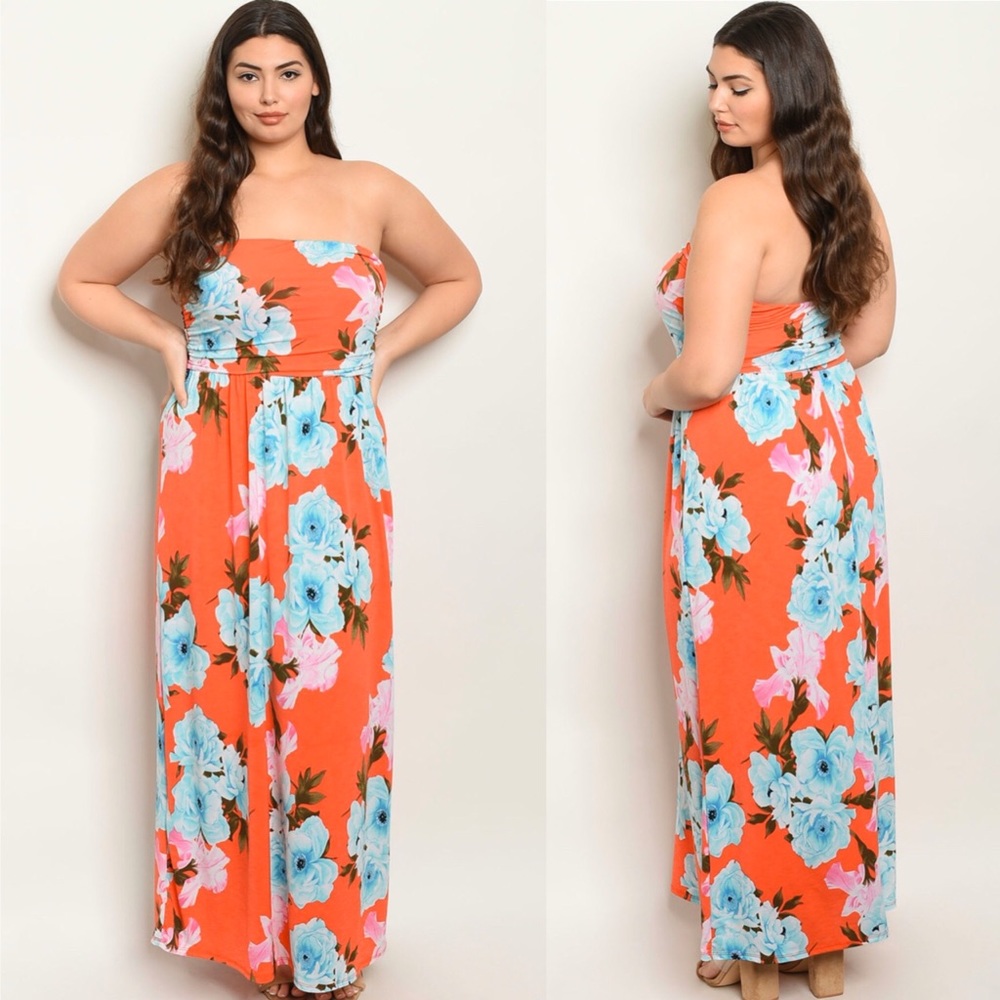 NWT Women's Plus Floral Maxi Dress 1X-3X Boutique
